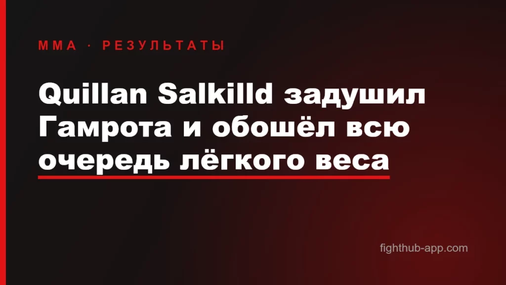 Quillan Salkilld задушил Гамрота и обошёл всю очередь лёгкого веса — FightHub