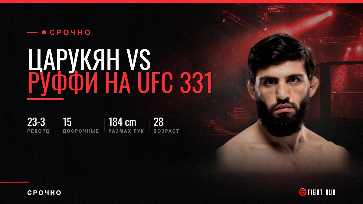 Царукян vs Руффи: UFC 331 меняет главный бой — FightHub