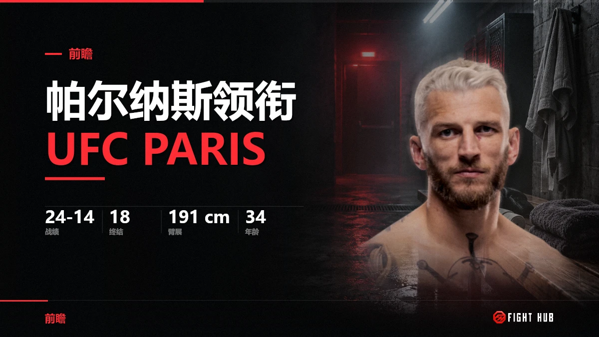 UFC Paris:帕尔纳斯首秀即主赛,胡克甘当反派 — FightHub